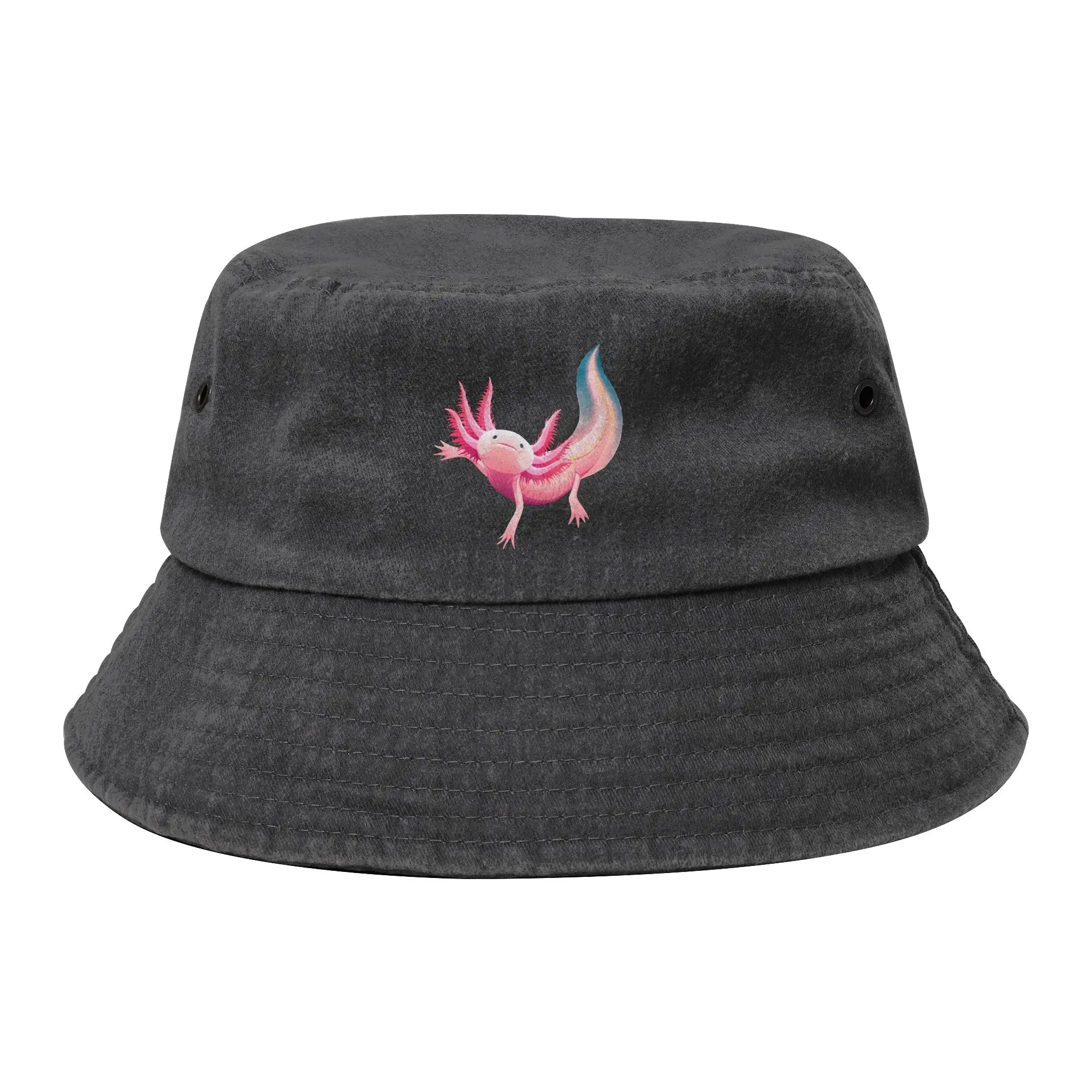 Street Axolotl Bucket Hat Girl UV Protection Camping  Fishing Hats Bob Hats