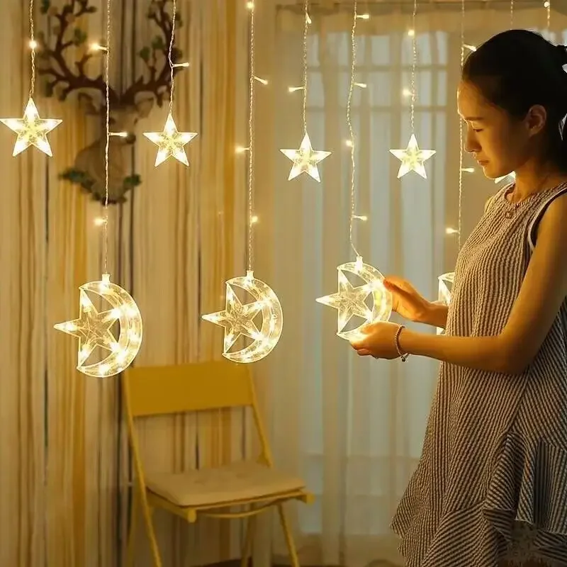 LED Strip Light Christmas Pendant Lights Romantic Home Deco Colourful Start Moon Light Suspension Decoration 3.5M Hanglamp Decor