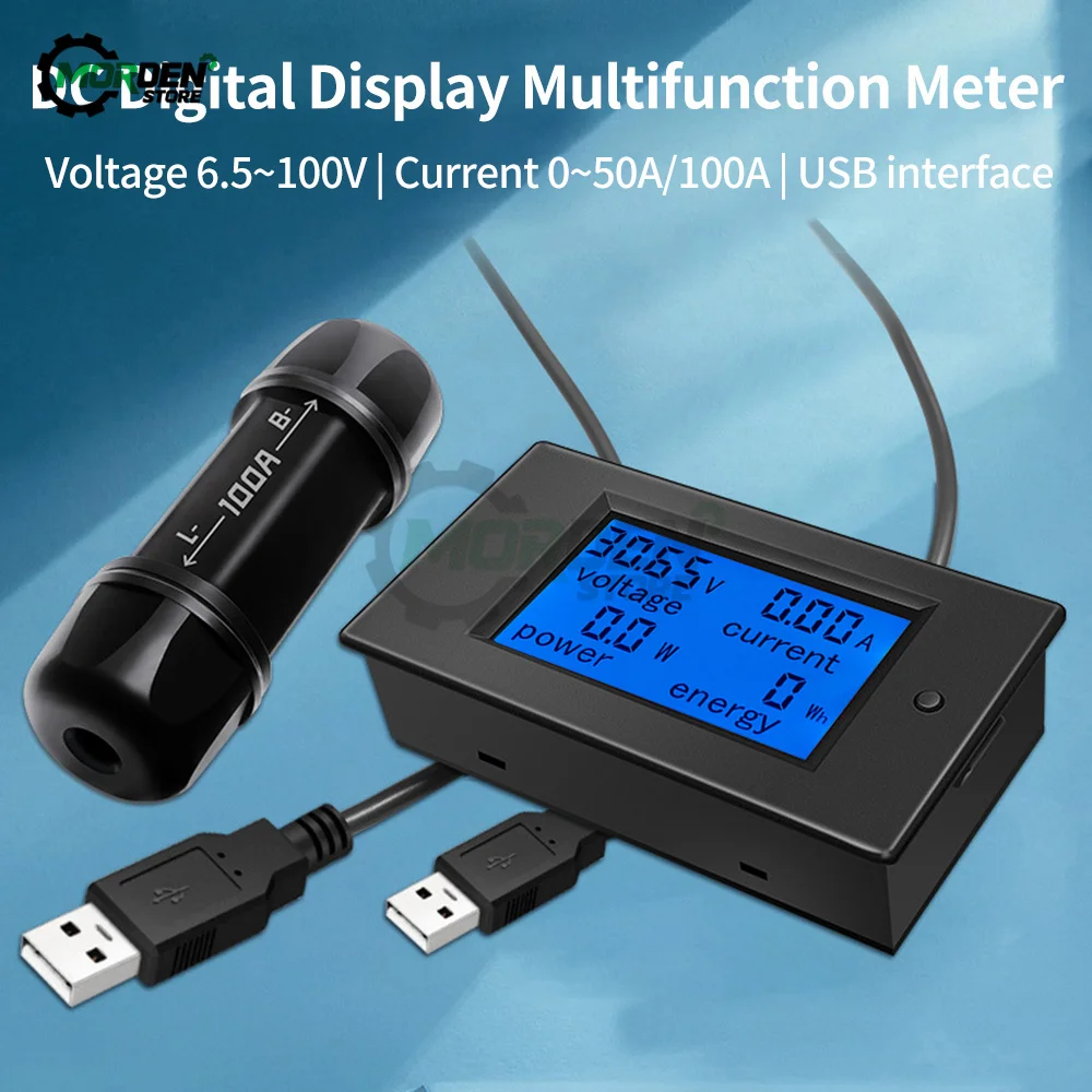 PZEM-051 50a/100A DC Digital Display Voltage and Current Meter Power Meter Battery Capacity Tester For Electrician Tool