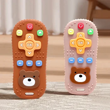 1pcs Baby Teether Toys, Remote Control Shape Cute Bear Silicone Baby Teething Toy, BPA Free Teether
