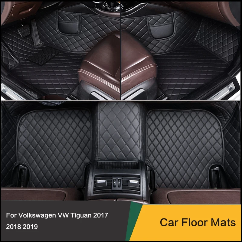 

Custom Car Floor Mats Special For Volkswagen VW Tiguan 2017 2018 2019 Waterproof Leather Carpet Car Accessories