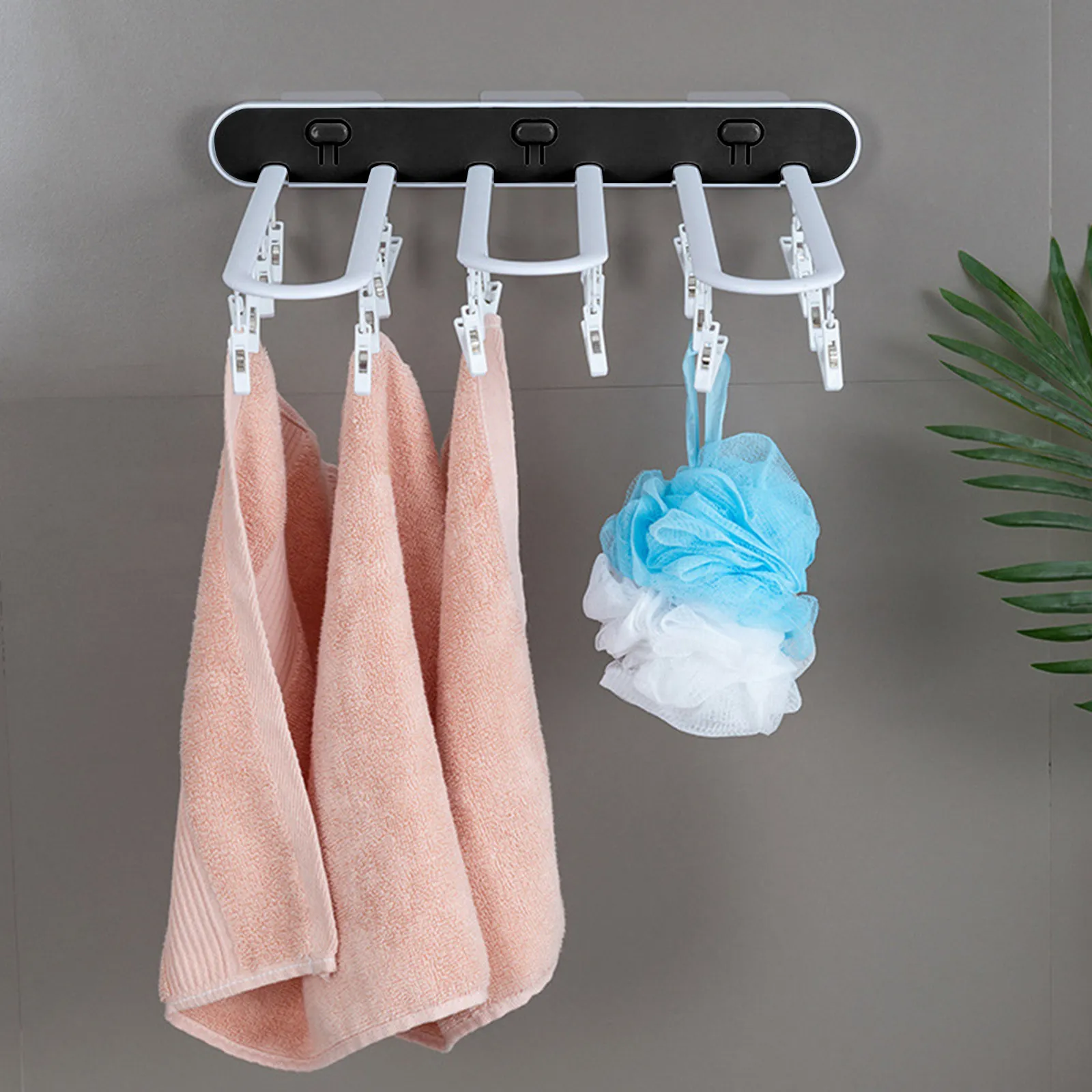 1Pcs Press Type Drying Rack Wall Mount Multifunction Household Clothes Hanger Socks Holder Paste Space Saving
