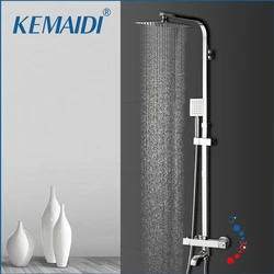 KEMAIDI Newly 8 Inch Thermostatic Shower Set Faucet w/ Hand Sprayer Chrome Plate Rainfall Shower Tub Mixer Faucet Tap