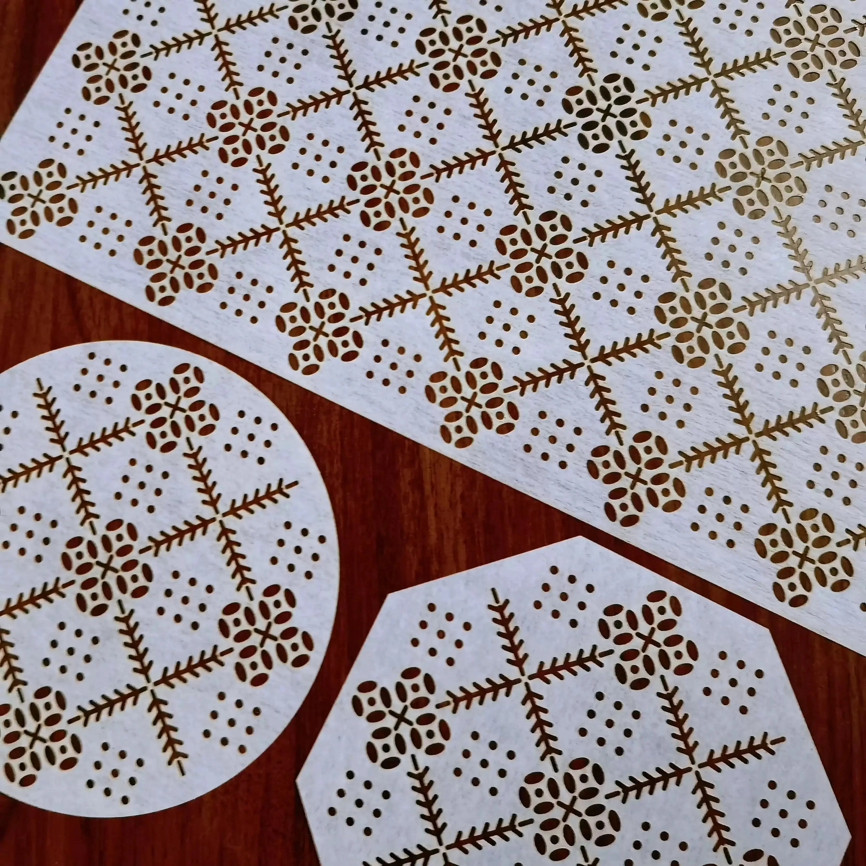 autumn flower 3sizes sashiko Stencils Reusable PET Quilting Templates Set for Embroidery,coaster hat Decor,Fabric Crafts