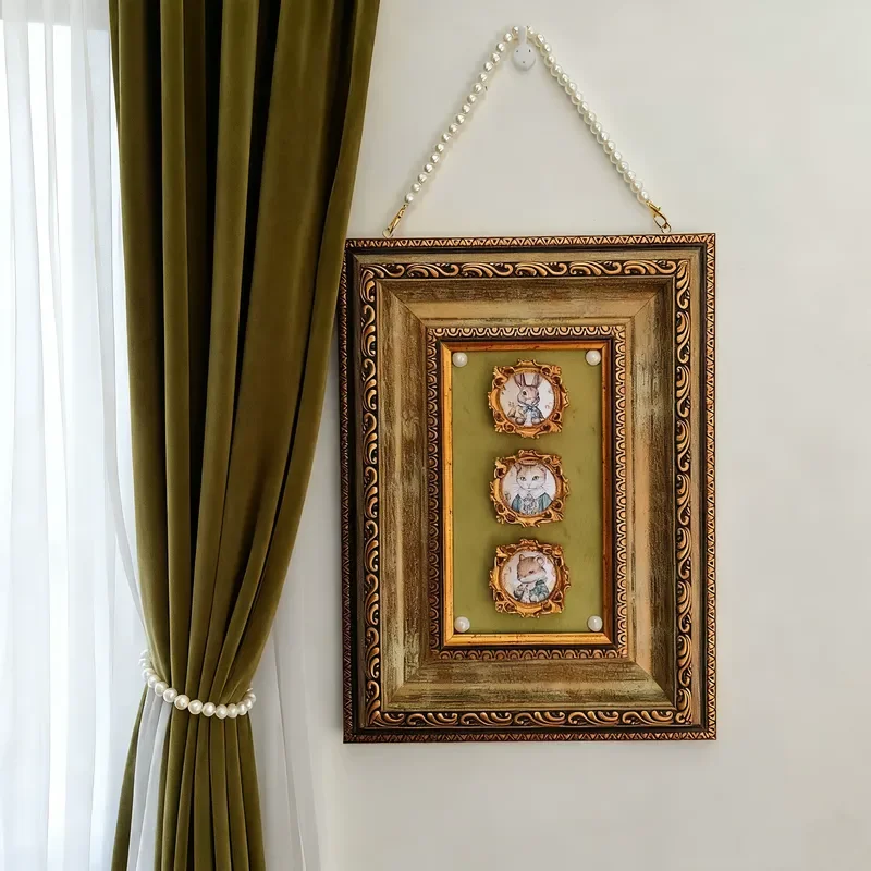 Original Cartoon Craft Painting French Alice Style Pearl Hanging Art for Children's Room Decor French American Aesthetic Wall