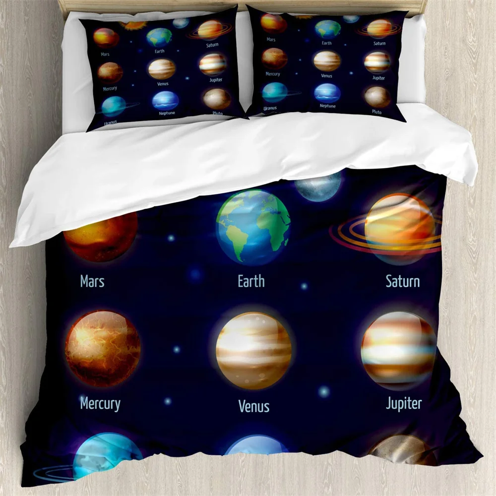 Earth solar system 3Pcs Bedding Sets 3D Digital Printing Custom Quilt Duvet Cover Set  Home Queen King Quilt Pillowcase
