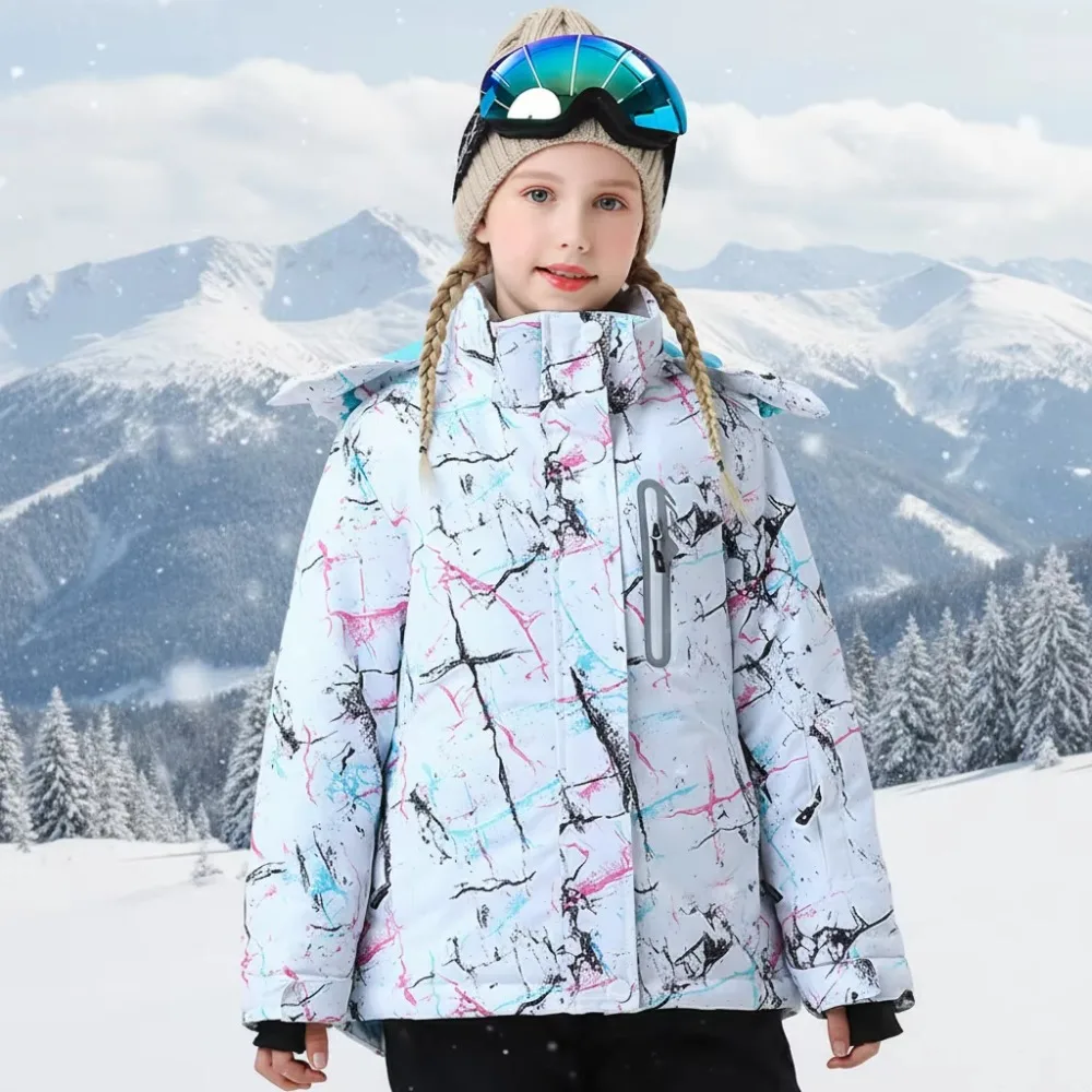 

Children's Skiing Suit Set Hooded Boys' Girls' Outdoor Thickened Warm 10,000mm Waterproof for Breathable UV Ski