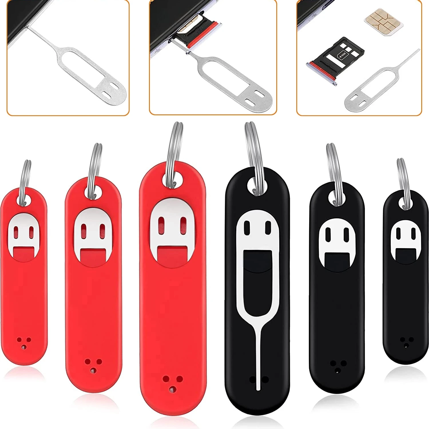 5 stücke Anti-Verloren Sim Karte Auswurf Pin Nadel mit Lagerung Fall Universal Handy Stahl Auswerfer Pin SIM Karte lade Opener Schlüsselring