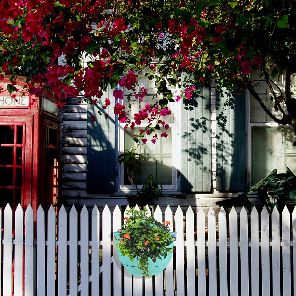 Semi-Circular Hanging Flower Pot Imitation Pattern Space-Saving Wall-Mounted Pot for Indoor Outdoor Decoration