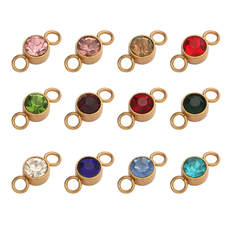 

50pcs/lot Jewelry Accessory Stainless Steel Big Diomand Double-ring Charms Earrings Mobile Phone Shell Pendants