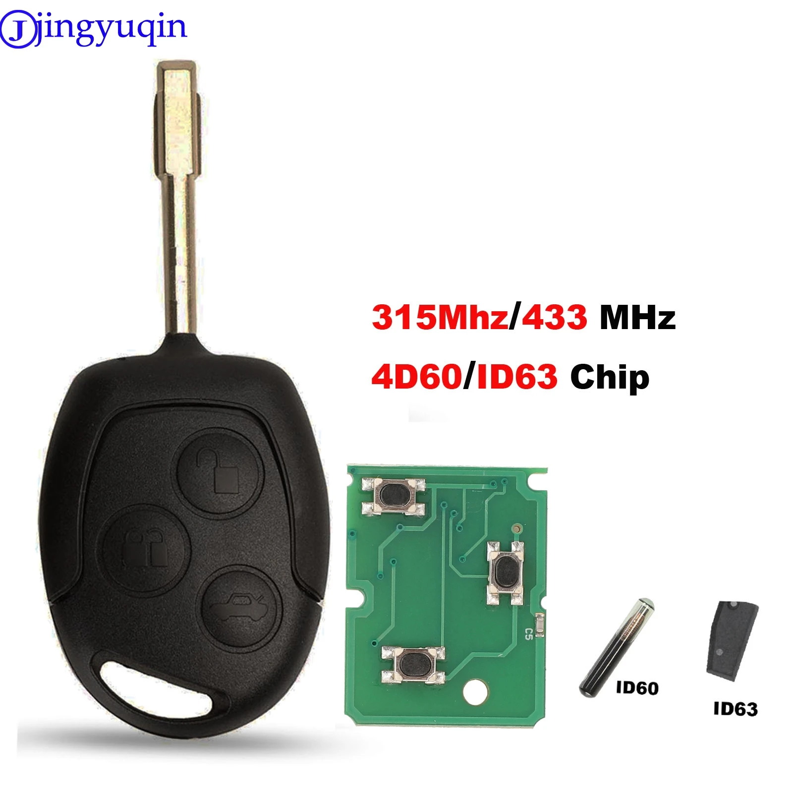 jingyuqin Remote Car Key 315/433MHz 4D60 ID63 Chip For Ford Mondeo Focus Fusion Fiesta Galaxy Transit Full Car Key