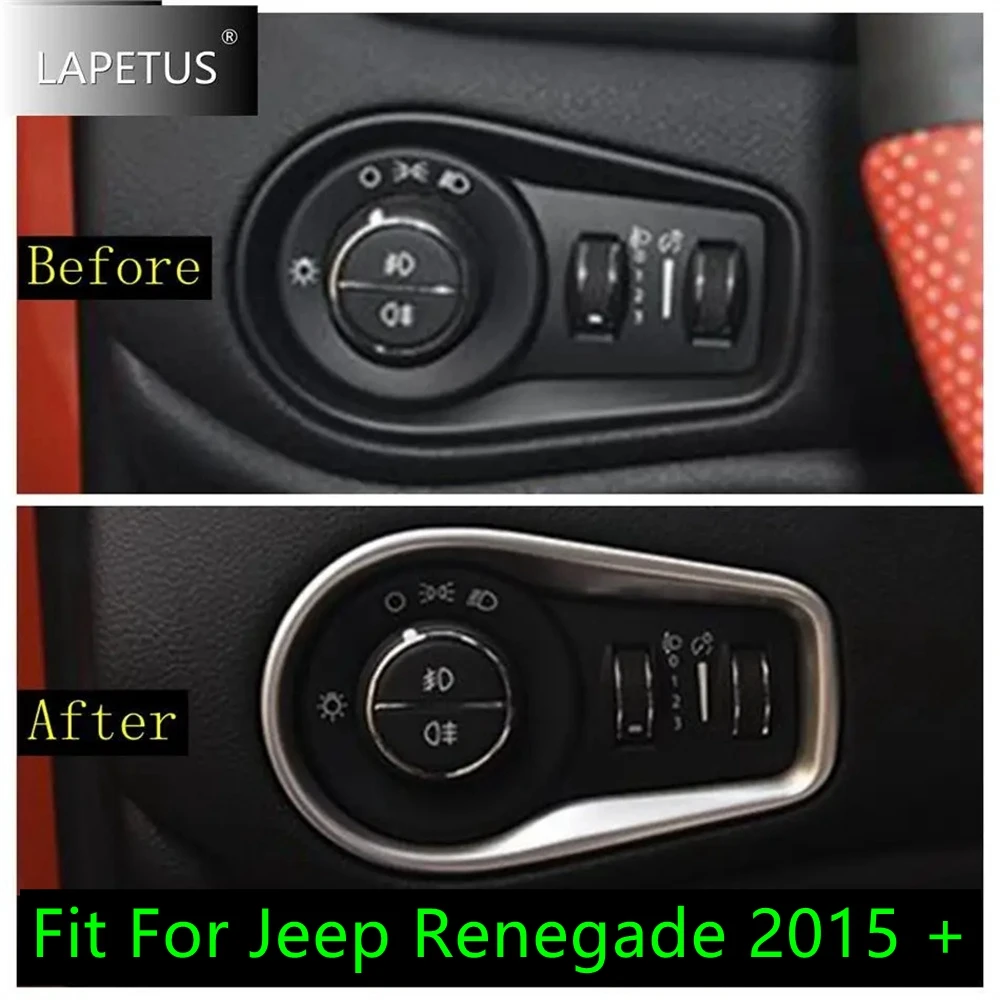 

Matte Auto Head Light Lamp HeadLight Headlamp Switch Button Panel Cover Trim Interior Accessories For Jeep Renegade 2015 - 2022