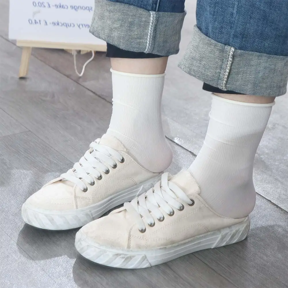 Korea Streetwear Velvet Short Socks Women's JK Harajuku Socks Pure Color Trend Sweet Breathable Stretch Socks Sockliner