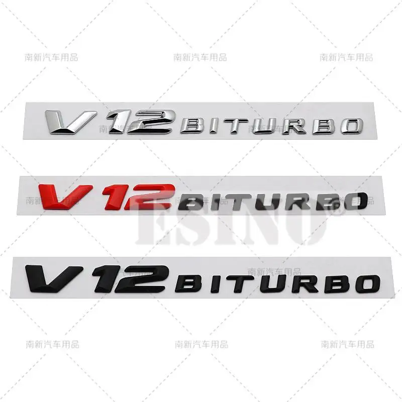 

3D V12 Biturbo Car Trunk ABS Badge Emblem For Car Rear Body Tailgate Fender Door Adhesive Badge for Mercedes Benz 2014 - 2016