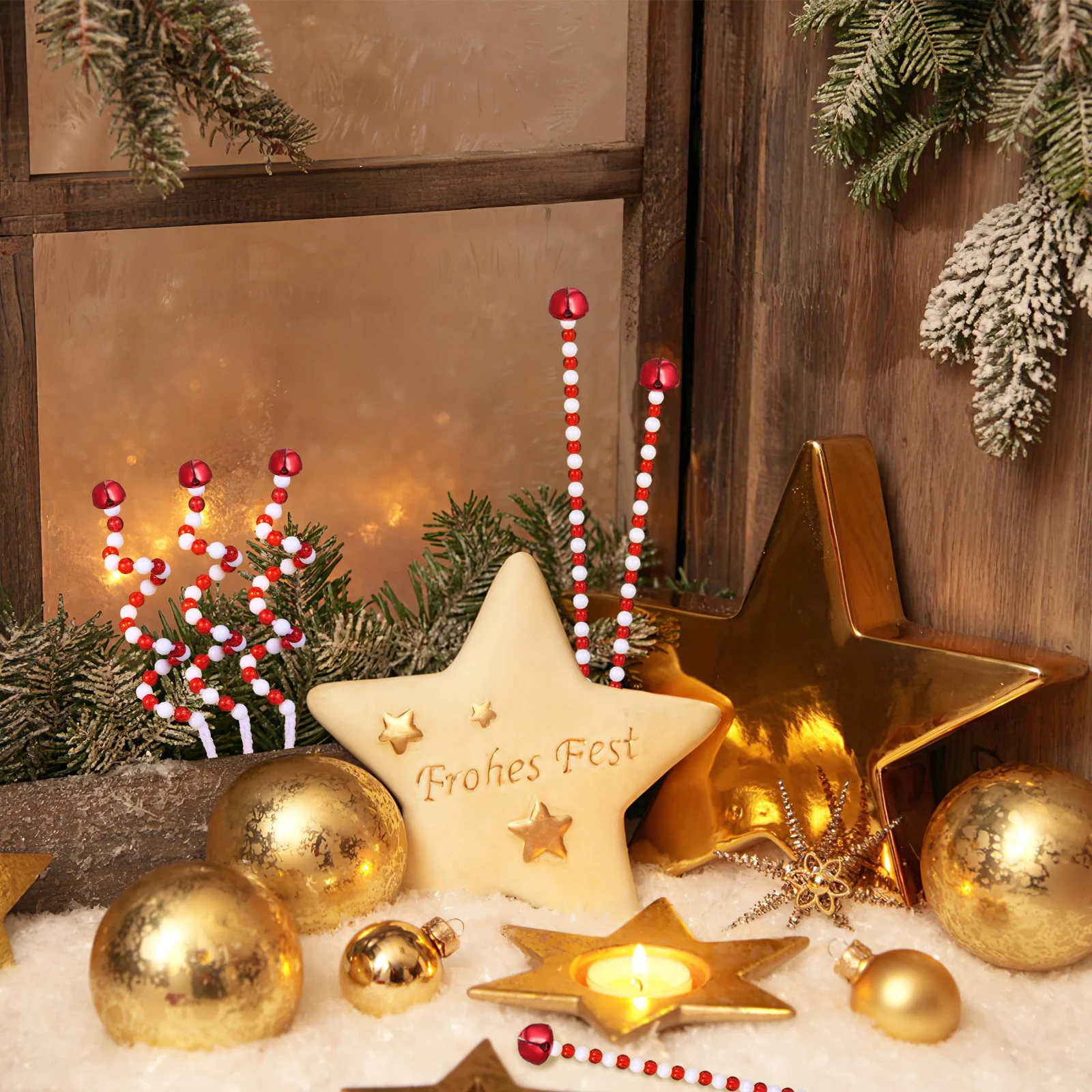 

25 Pcs Picks Christmas Candy Strip Plugin Ornament Bell Pendant Ornaments Two-color