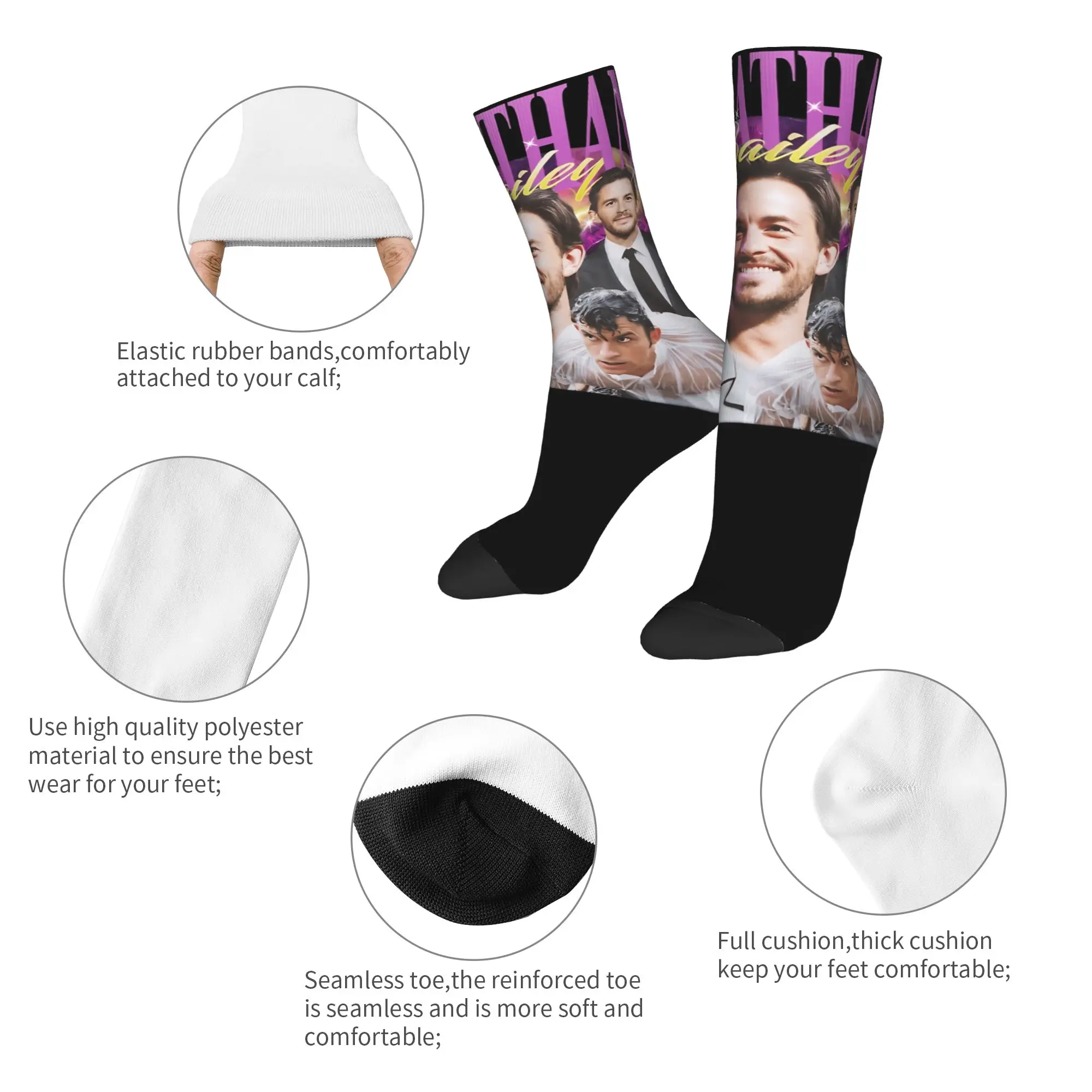 ถุงเท้าคู่รัก โจนาธาน เบลีย์ ถุงน่องแฟชั่นฤดูใบไม้ร่วง ถุงเท้าระบายอากาศดี ดีไซน์สำหรับปีนเขา ถุงเท้ากันลื่น