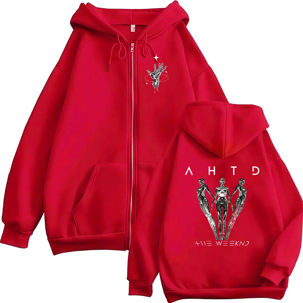 The Weeknd After Hours Til Dawn Tour 2026 Reißverschluss-Hoodie für Herren und Damen, Fleece, modisch, Retro, langärmelig, übergroße Mäntel, Sweatshirt – Detail 4