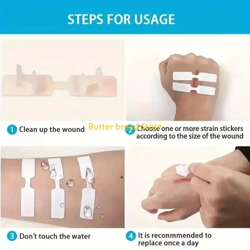 W89C Pack Of Without Stitching Wound Closure Strips Breathable Fabric Adhesive Bandages For Quick Caring Wound Care