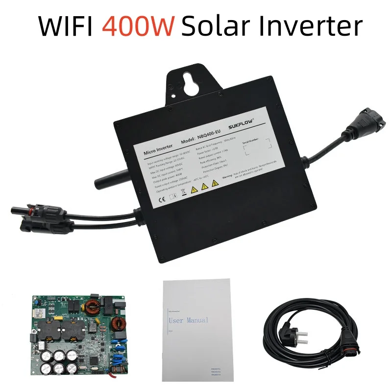 Solar Grid Tie Micro Inverter MPPT 400W Micro Inverter Stackable AC110V 220V Input Pure Sine Wave High Efficiency Residential