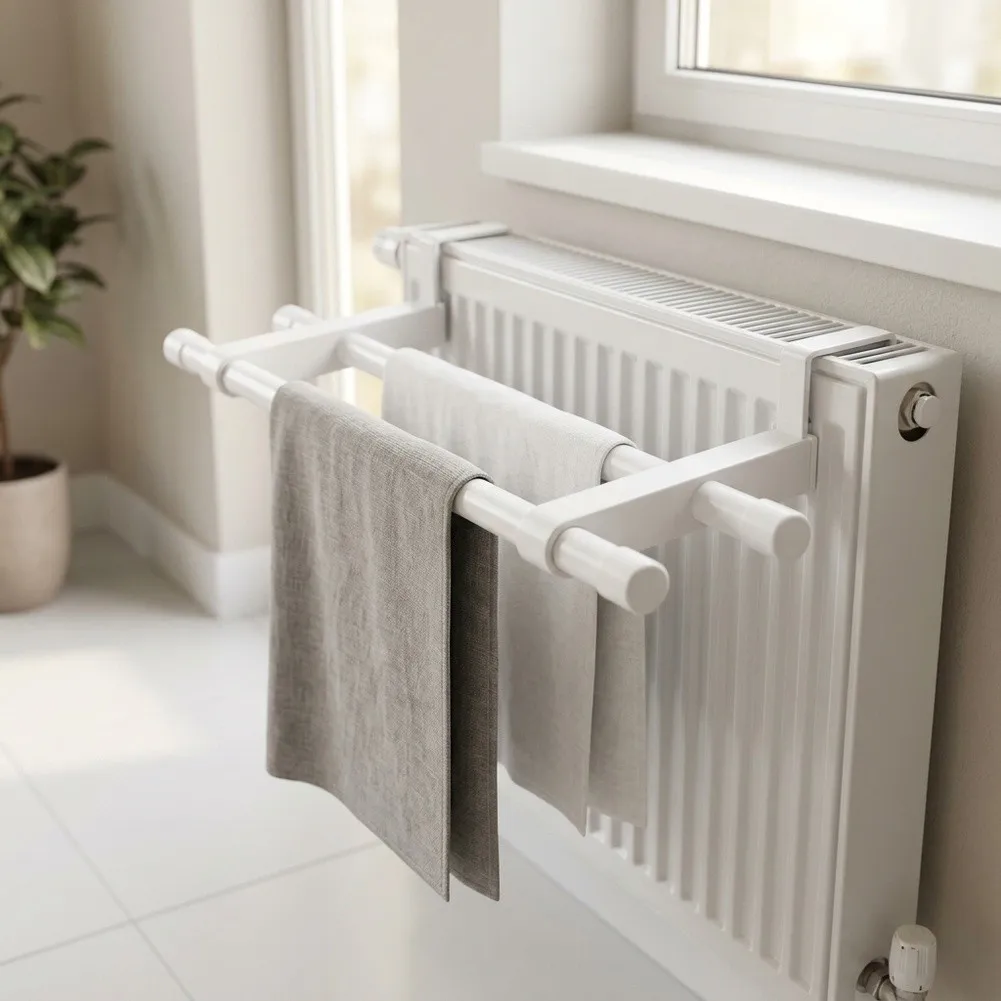 White Plastic Heating Radiator Drying Rack 30cm/40cm Easy Install Thickened Rod Space Saving Home Air Quality Parts Accessories