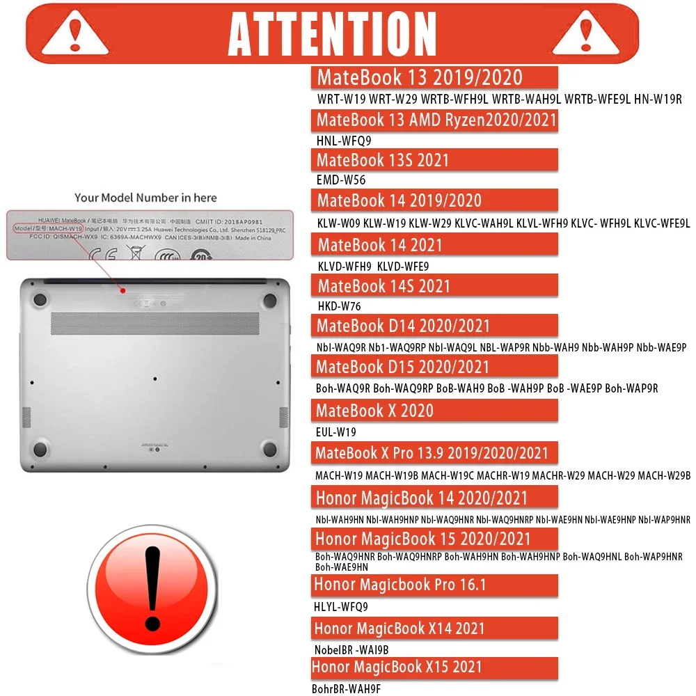 Carcasa dura transparente para ordenador portátil, carcasa para HUAWEI MateBook X Pro 13,9/MateBook 13 14 D14 D15/X 2020/Honor MagicBook 14 15/Pro