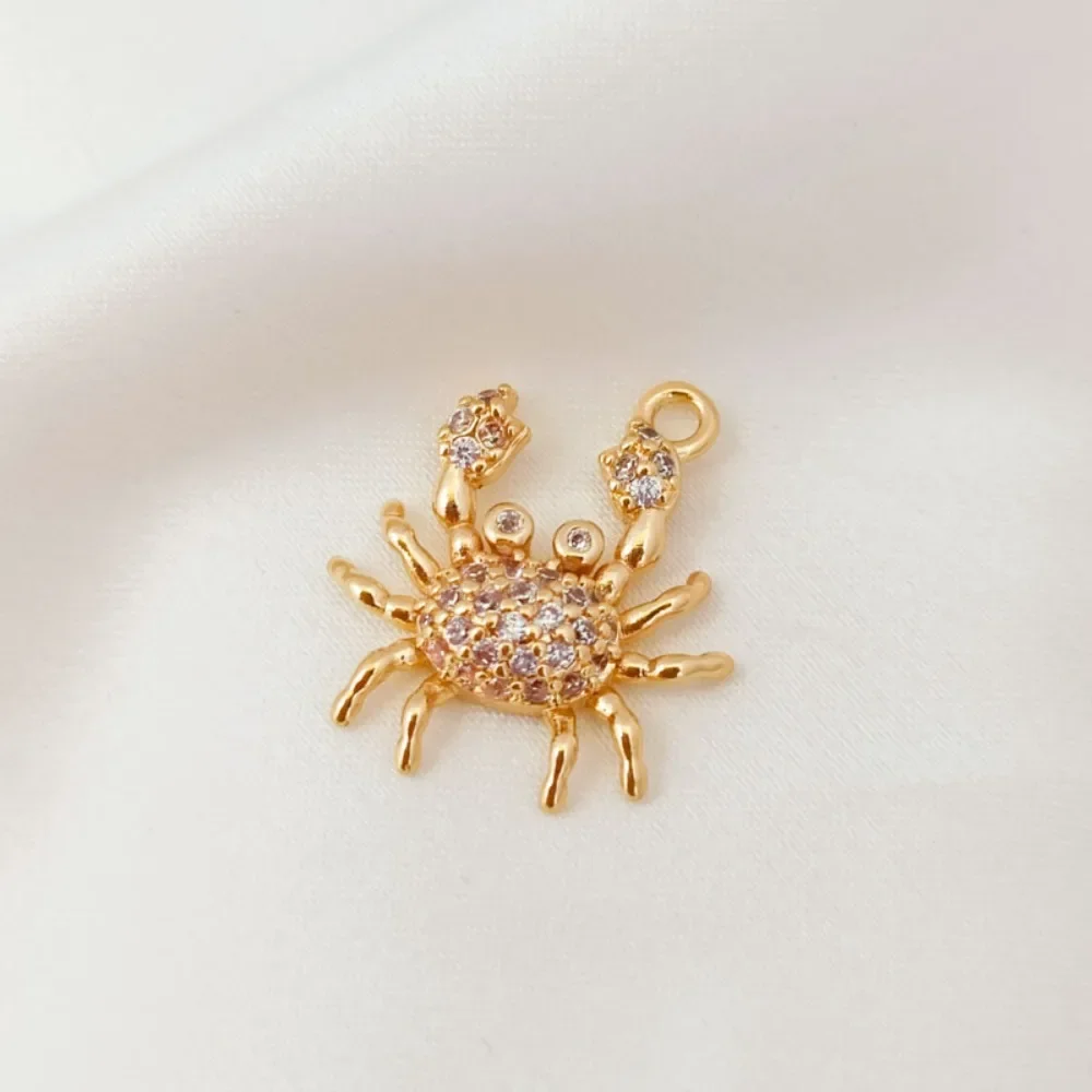قلادة سرطان البحر الصغيرة المطلية بالذهب عيار 14 قيراط والزركون، قلادة سوار 16 مم، مواد إكسسوارات مجوهرات مصنوعة يدويًا #4
