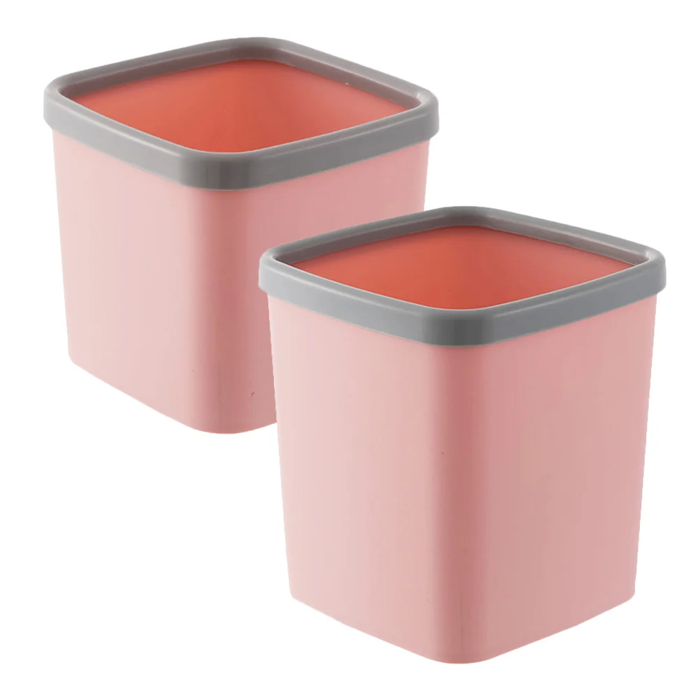 

2Pcs Plastic Trash Bin Desktop Waste Container Small Garbage Bucket for Home Kitchen Table Organizer Decorative Storage Holder
