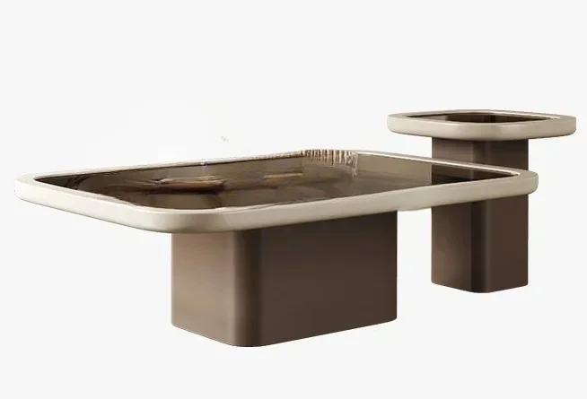 A Italian Minimalist Rectangular Coffee Table Tempered Glass Nordic Designer Creative Art Edge Wrapping Simple Style