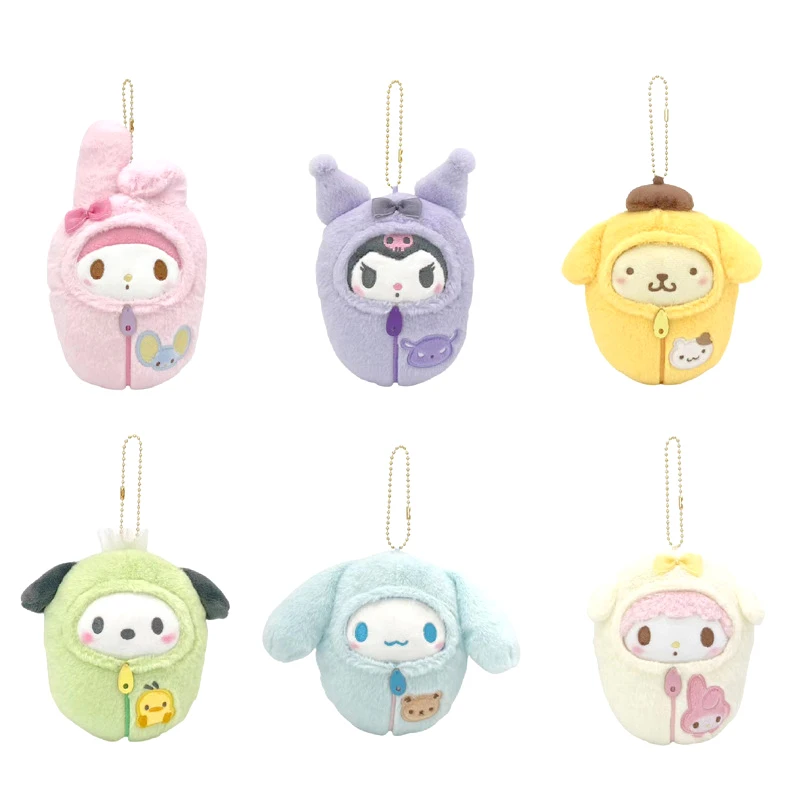 Sanrio My Melody Kuromi Piano Sleeping Bag Kawaii Keychain Cinnamoroll Plush Toys Pendant Girl's Kids Birthday Gift Decoration