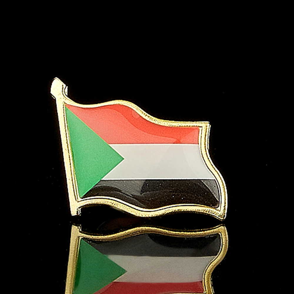 African Country The Republic of the Sudan Khartoum Waving National Flag Lapel Pins Patriotism Gold Plated Epoxy Badge Brooch