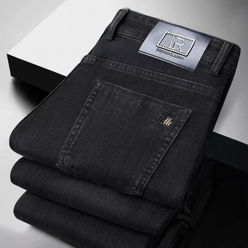 Hot Sale Men Business Casual High Waist Trousers Male Loose Straight Leg Stretch Denim Pants Fashion Daily Wear Jeans