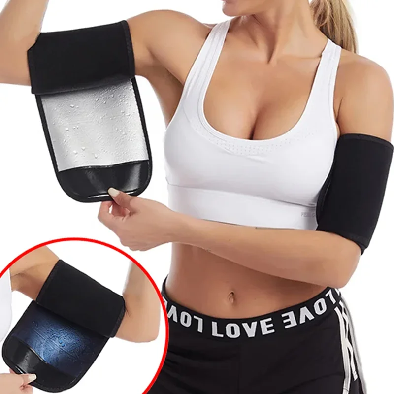 1 Pair Arm Trimmers Sauna Arm Sleeves Women Arms Sweat Fitness Trainer Workout Slimming Fat Burning Arm Shapewear Belt Wrap Band