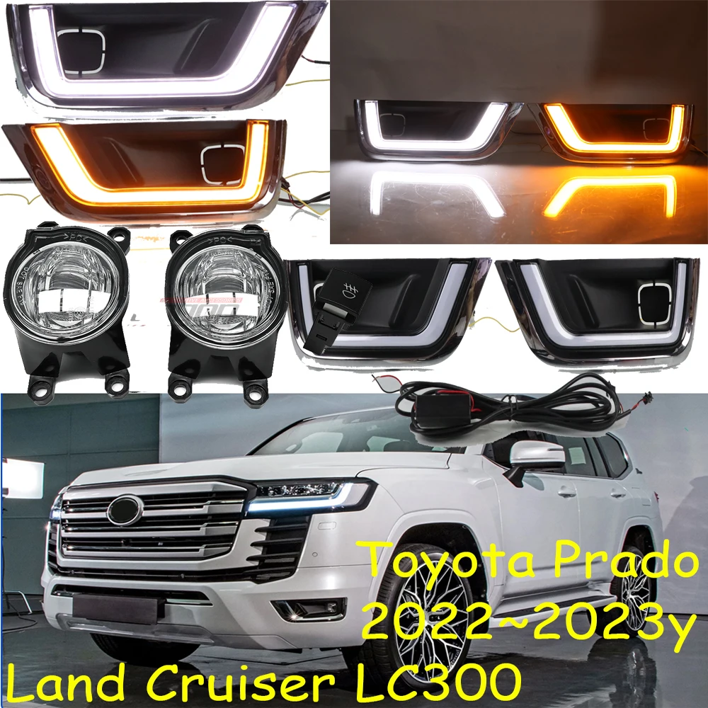 

car bumper headlight for Toyota Prado Land cruiser LC300 daytime light 2021~2023y car accessories LED headlamp prado fog light