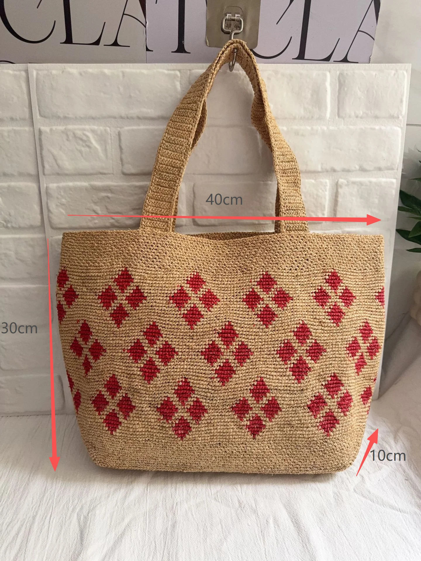 Handmade Bohemian Crochet Raffia Straw Tote Bag Multi-Color Carryall Large Capacity Summer Beach Bag