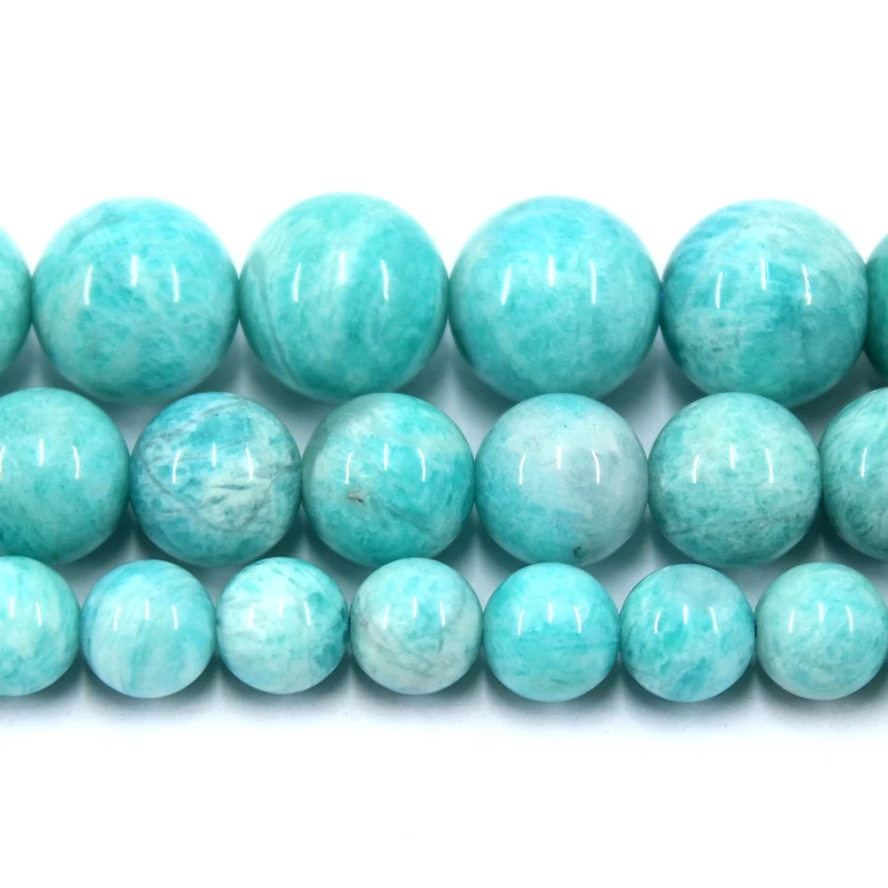 Natural Stone Amazonite 6 8 10MM Polish Round Loose Strand Stone Beads For Jewelry Making DIY Bracelets Necklace Accessories