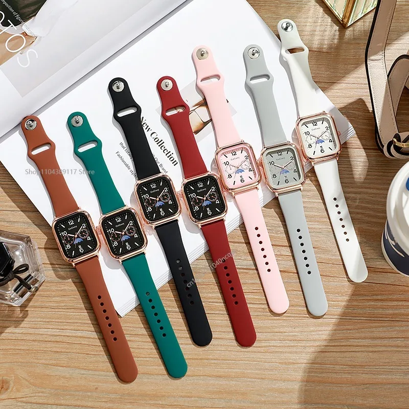 Famous Brand Women Calendar Watch Rectangular Ladies Quartz Watches Silicone Strap Wristwatch Relojes Para Mujer
