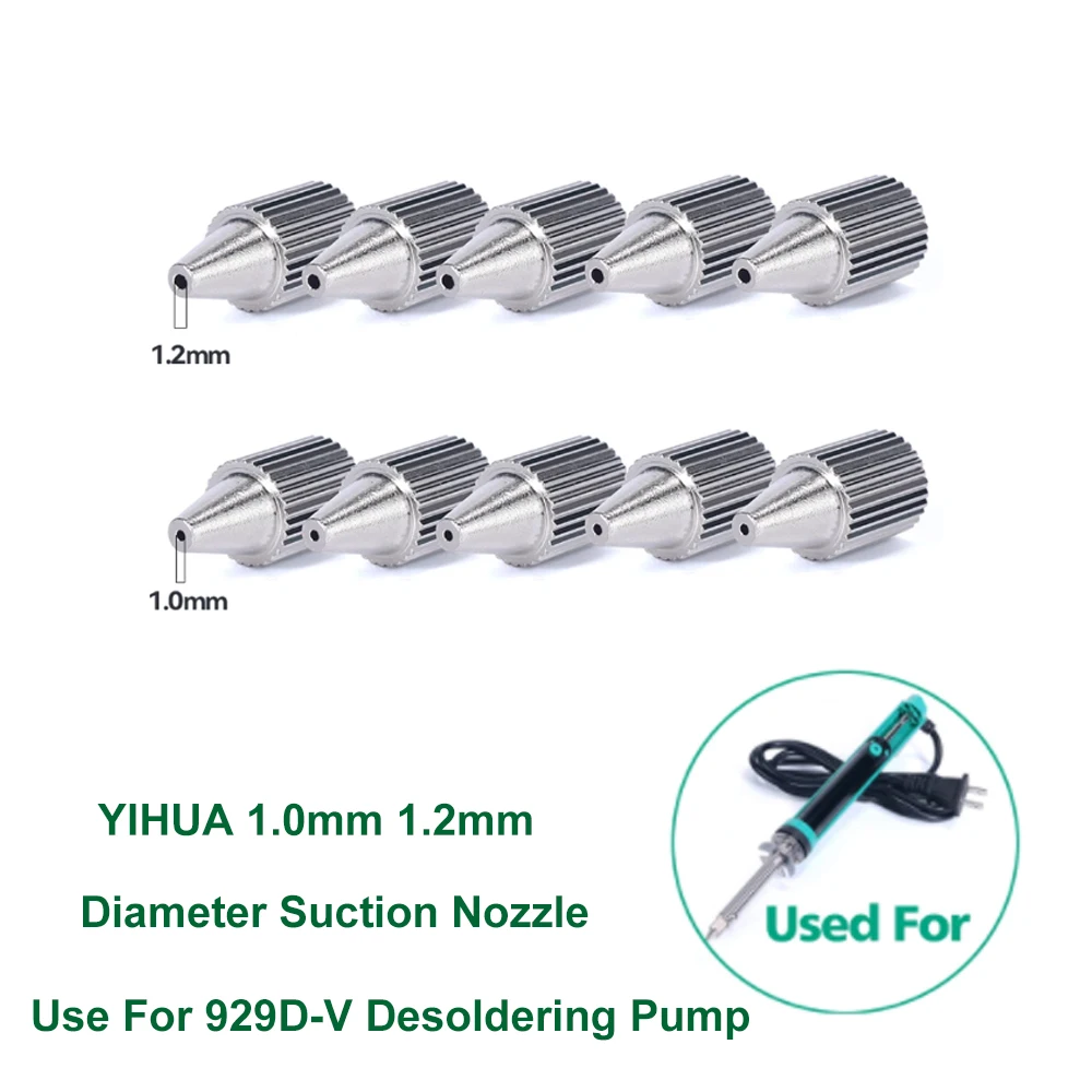 5pcs/Set Suction Nozzle Use for YIHUA 929D-V Electric Soldering Iron Tin Sucker Device  1.2mm Or 1.0mm  Diameter Suction Nozzle