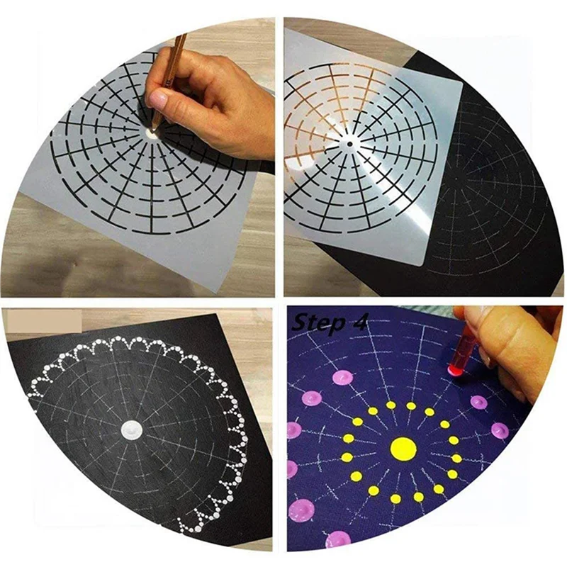 

J1UL1N Mandala Dotting Stencil Tools Rock Painting Kit Ball Stylus Dotting Tools Include Stencil, Paint Tray (51 Pack)