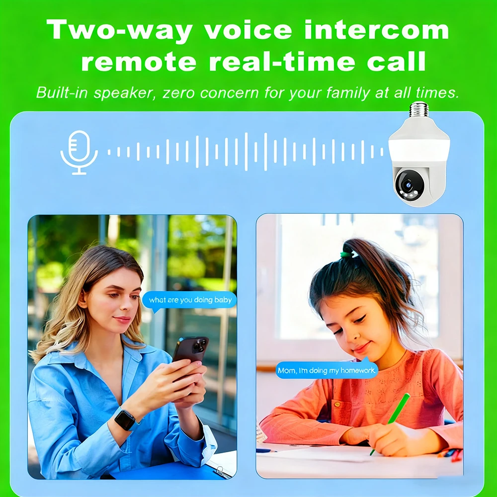 5MP Tuya كاميرا الأمن الذكية ضوء لمبة واي فاي كاميرا مراقبة PTZ اللون للرؤية الليلية 2.4 جيجا هرتز واي فاي لأمن المنزل في الهواء الطلق