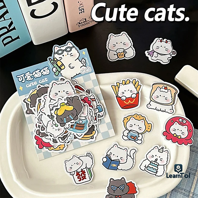 

50Sheets Cute Cartoon Special-shaped Cat Capybara Sticker Waterproof Phone Case Stickers Graffiti Decals DIY Decoration Sticker