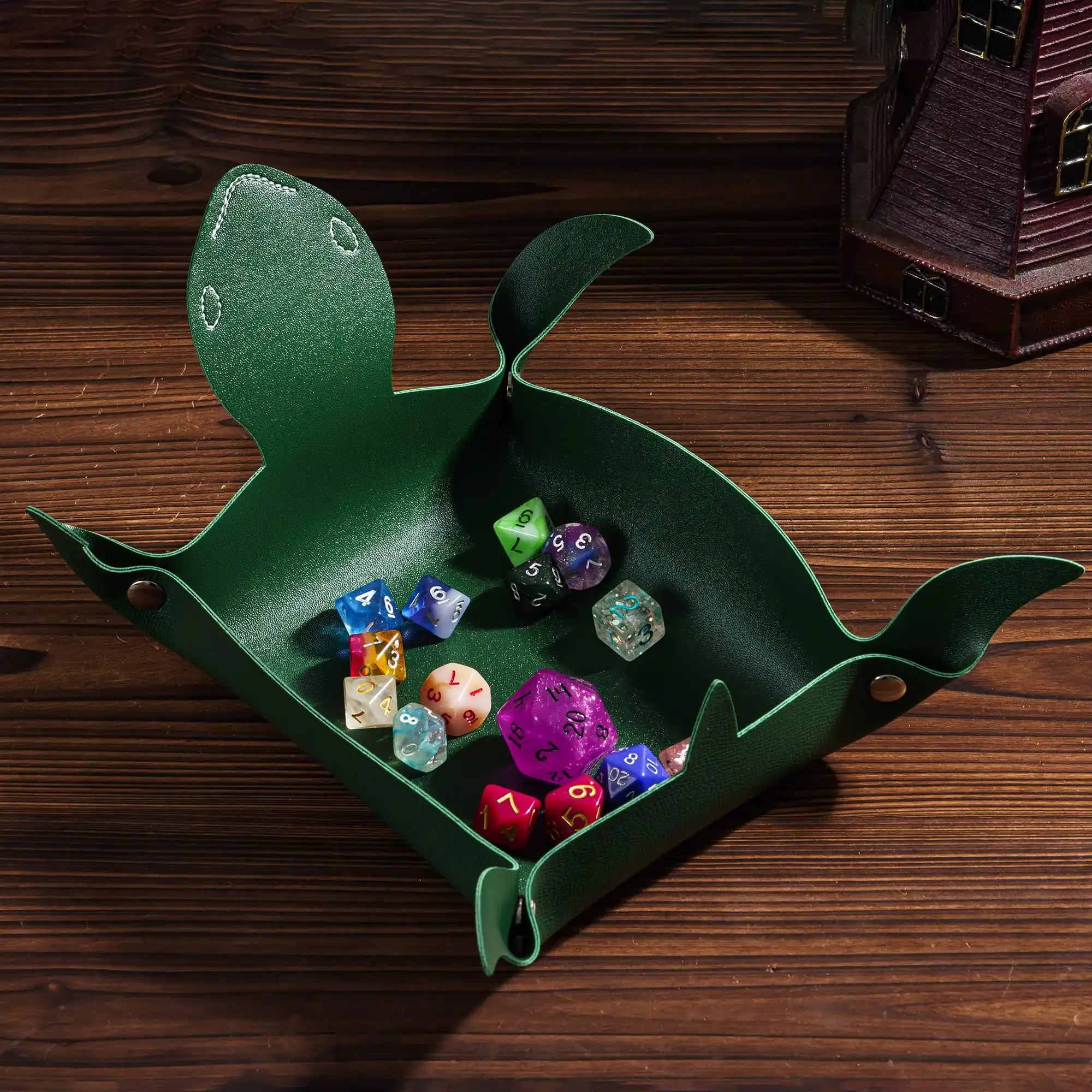 Foldable Frog Dice Tray Turtle Reversible Leather Dice Rolling Tray Monkey Dice Holder for Table Games Multiple items Storage