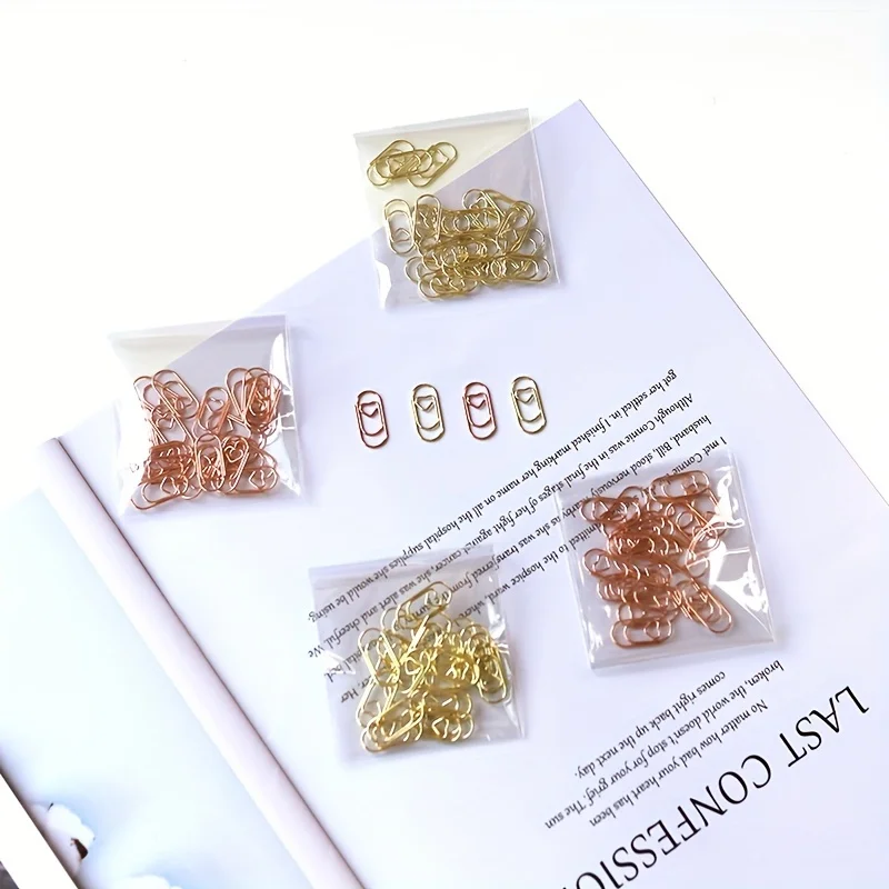 100 Buah Klip Kertas Mini Berbentuk Hati, Klip Kertas Ujian, Klip Kertas Bertekstur Emas, Perlengkapan Alat Tulis Kantor