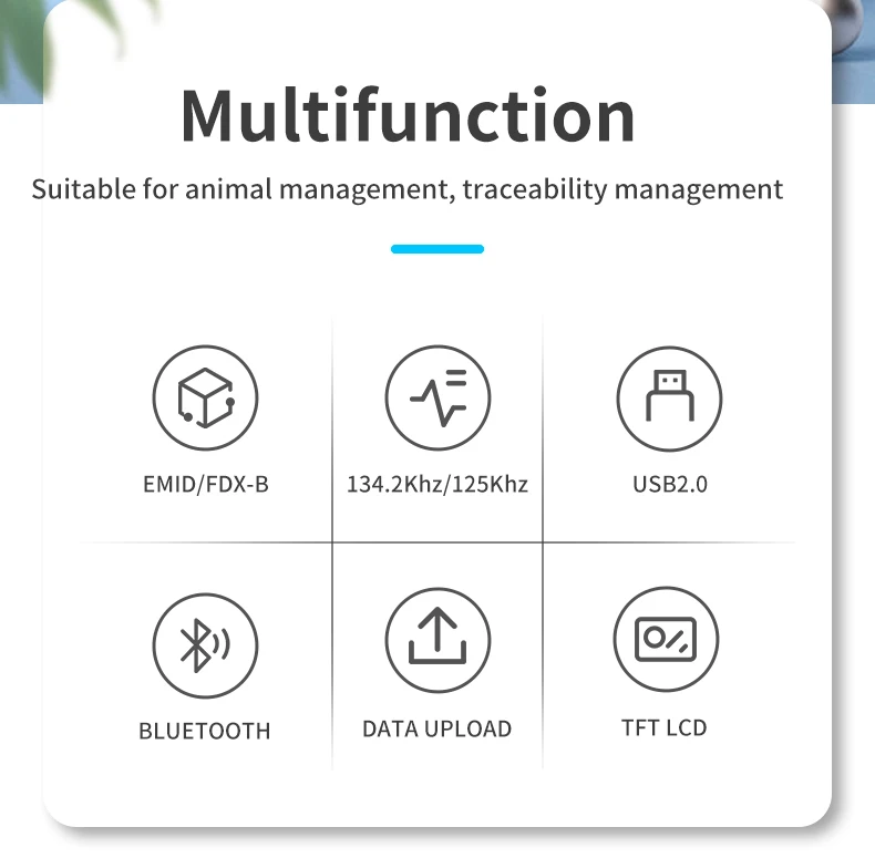 Handheld 134.2KHz 125kHz Animal RFID Reader Pet Cat Dog Microchip Scanner FDX-B Glass Chip USB/Bluetooth Tag Reader