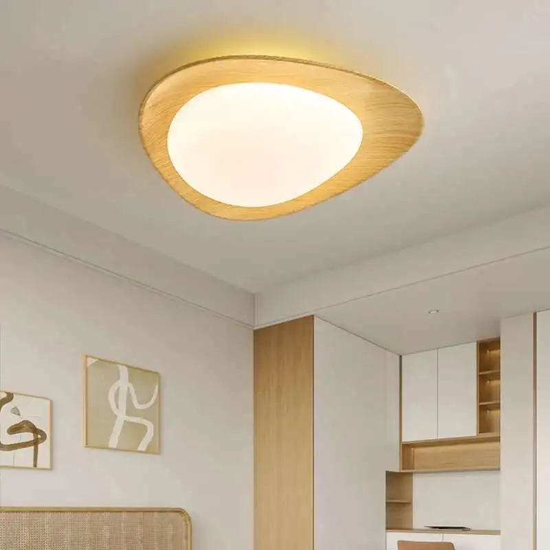 

Walnut Woody Ceiling Light LED Simple Winds Indoor Log Bedroom Lighting Nordic Living Room Balcony Lamp Home Interior Decor Lamp