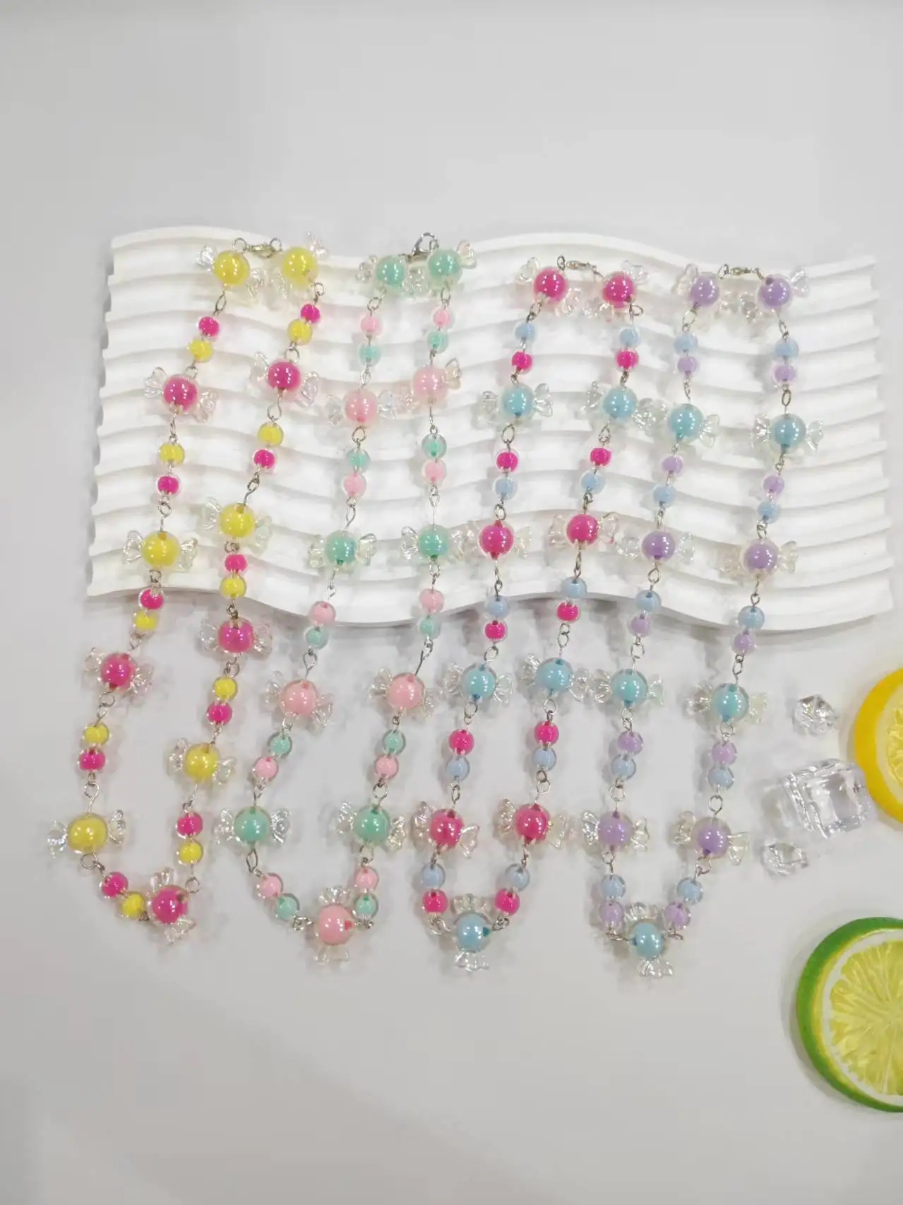 

Candy Shape Beads NeckLace Choker For Girl Child Women Handmade Summer Neckalce Mommy And Me Necklace