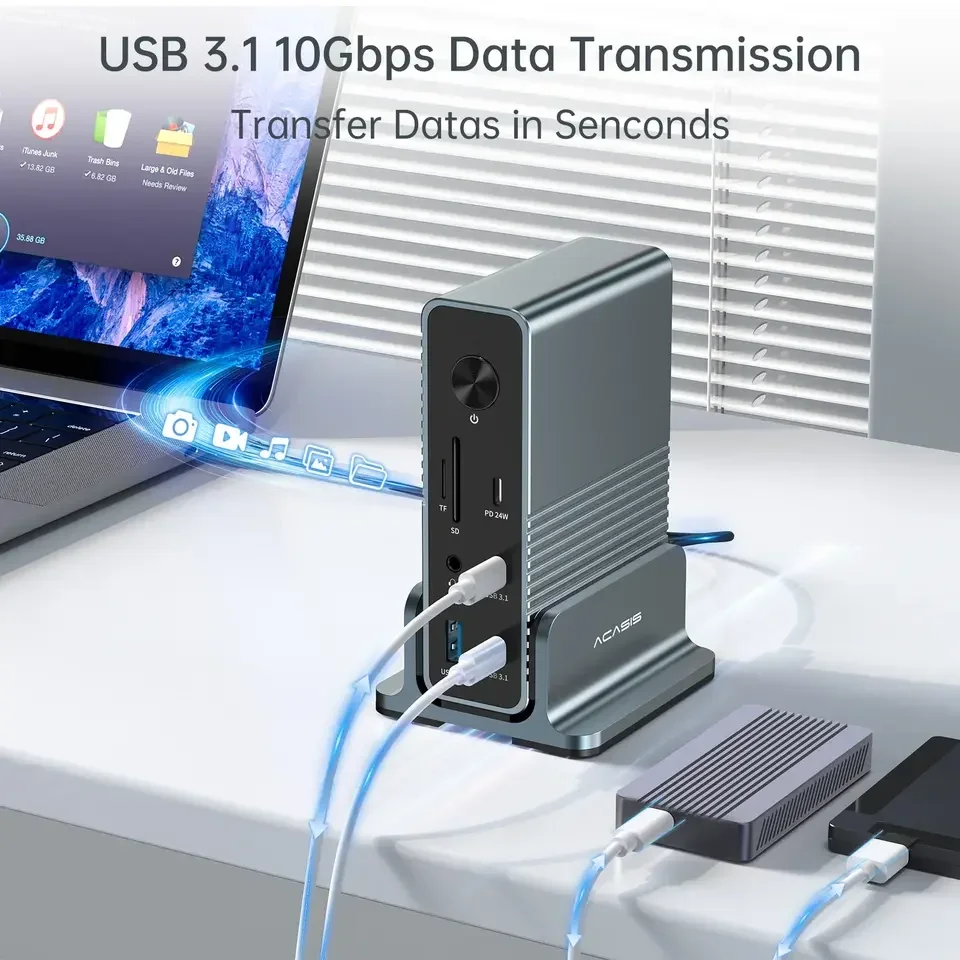 15 in 1 usb c hub with Displayport Multi-function 4k 60hz 2 port hdtv 3 usb 3.0 pd 100w 1000m ethernet adapter dock station