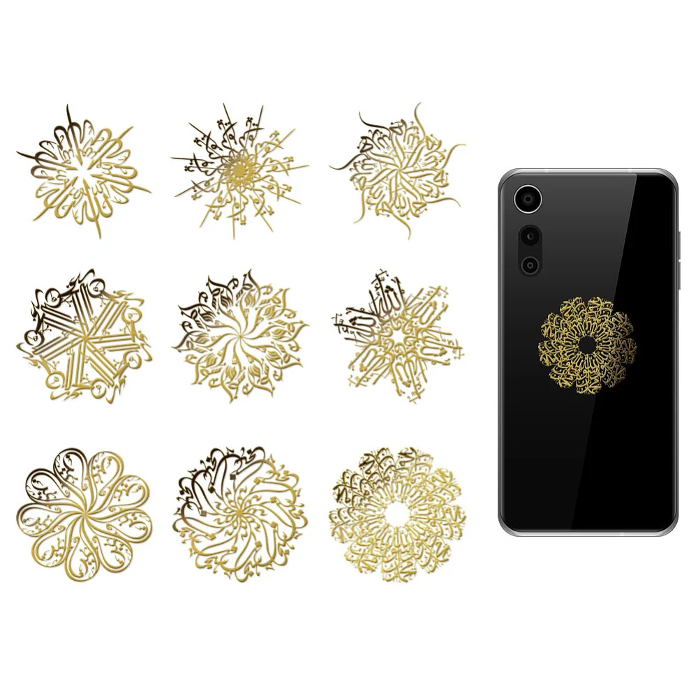 

9Pcs Nickel Self-adhesive Picture Stickers Metal Decals Golden Floral 40x40mm