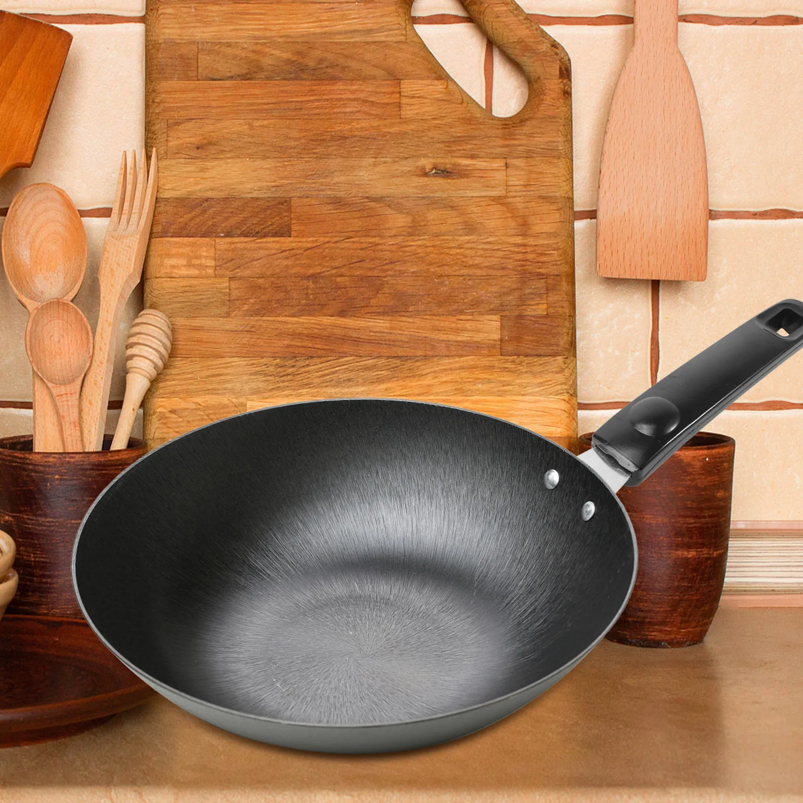 

1pc Universal 4-Hole Fry Pan Handle Replacement Heat Resistant Bakelite Anti-Scald Grip Detachable Long Handle Ergonomic