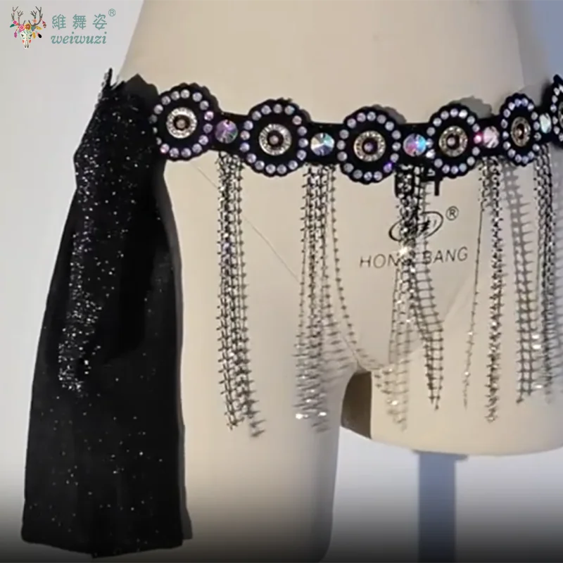 Buikdans Prestaties Accessoires Aangepaste Hippe Handdoek Handgemaakte Kwastje Taille Keten Taille Riem Oosterse Danswedstrijd Riemen