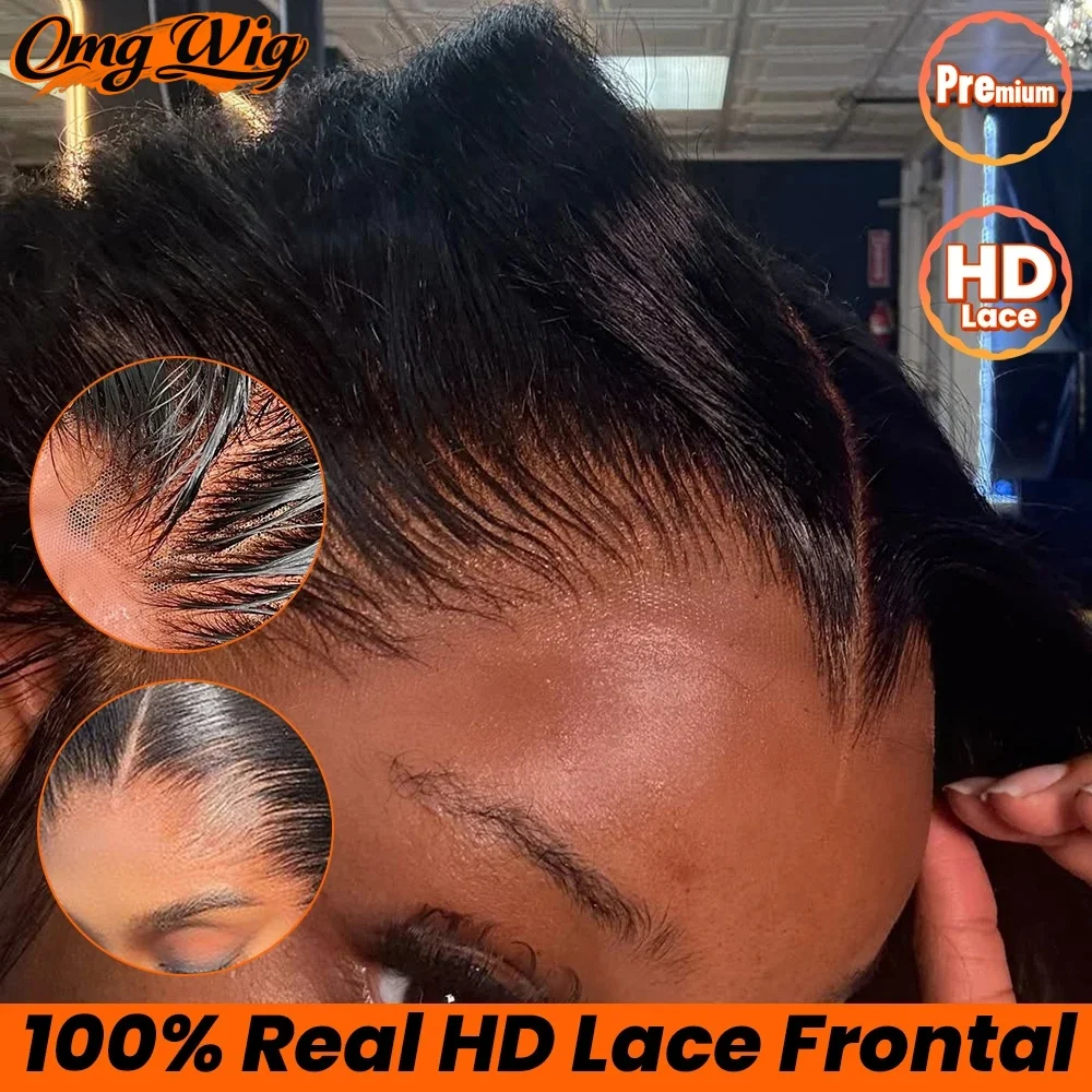 

Прямые 13x4 HD кружевные фронтальные человеческие волосы для чернокожих женщин, предварительно выщипанные 2x6/5x5, настоящая HD кружевная застежка, натуральный черный цвет, свободная часть